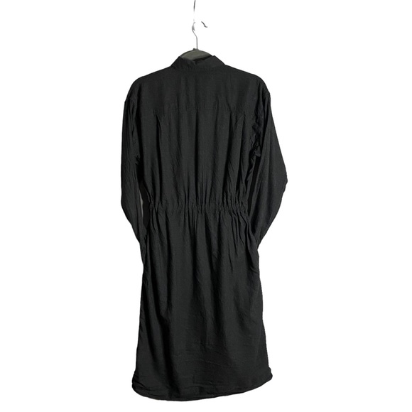 Uniqlo Women's Charcoal Gray Button Up Midi Belted Shirt Dress - Picture 10 of 10